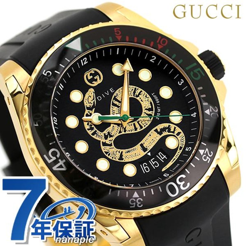 グッチ 時計 ダイヴ 48mm 蛇 スイス製 クオーツ メンズ 腕時計 YA136219 GUCCI ブラック | LINEブランドカタログ