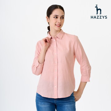 【HAZZYS】女款粉色透氣舒適優雅氣質七分袖襯衫 女生七分袖襯衫 YOVKA010