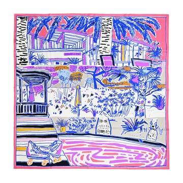 Hermes 愛馬仕 Rayures d'Ete 140夏季條紋喀什米爾與真絲混紡方巾(白/寶藍)_廠商直送