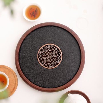 干泡臺茶盤實木圓形戶外竹制迷你精致一人高檔烏金石輕奢功夫單人