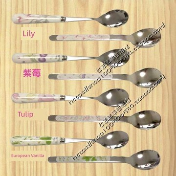 美國康寧餐具瓷柄寶寶輔食不銹鋼