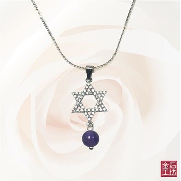 【金石工坊】幸運星星紫水晶閃鑽項鍊