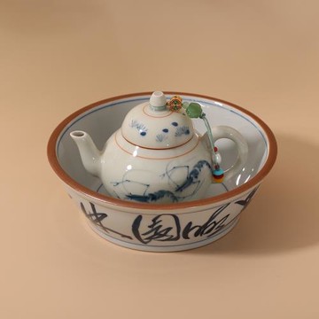 釉下彩純手繪書法草書高壺承家用茶席擺茶壺蓋碗人文茶空間干泡盤