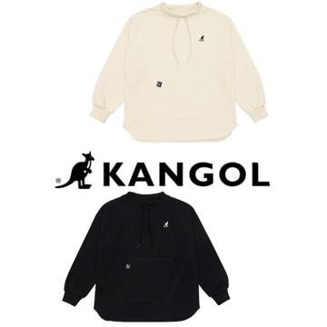 帝安諾-實體店面 kangol 袋鼠 休閒 大學T 下擺圓弧形 長袖 上衣 黑色 米白 62521001