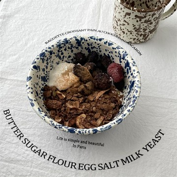 沙拉碗 日式沙拉碗 水果碗 藍網紅ins風搪瓷酸奶燕麥片好看的早餐碗韓式餐具盤子咖啡杯