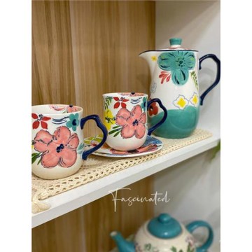 美式田園風手繪高溫瓷冷水壺開水冷