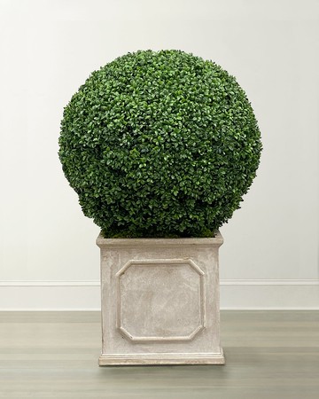 Faux Boxwood Ball Topiary Plant in Planter, 36"T