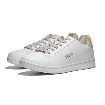 FILA 休閒鞋 白卡其 皮革 復古 小白鞋 女 5C923Z177