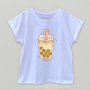 麻糬兔珍奶T-shirt-白色