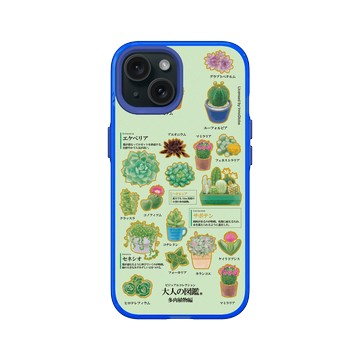 iPhone 15 Clear 激光藍 - 大人の図鑑 - 多肉植物編_圖鑑風