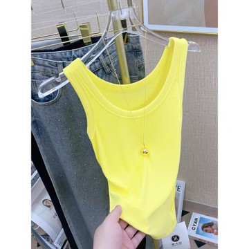 純色螺紋圓領運動背心女夏季外穿無袖西裝打底內搭防走光吊帶上衣