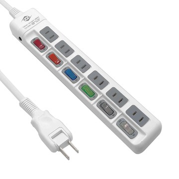 【威電】CK-2661 2孔6開6座 防塵滑蓋 延長線 6尺/9尺/15尺(180度任轉插頭 過載斷電)