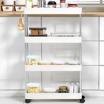 SUNEWZ 移動式縫隙置物架收納櫃 L(38 x 22 x 86cm) 4層  1個  白色