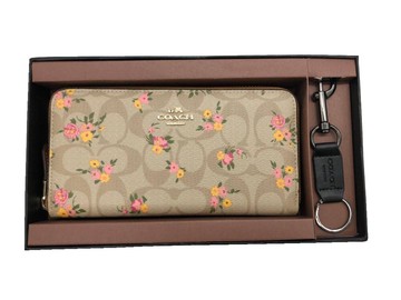 coach 長夾+匙國際正版保證進口防水防刮皮革u型拉鍊包覆主袋品證購證塵套提袋