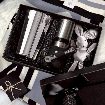 棱角保溫杯咖啡二件禮盒組(棱角保溫杯460ml-共3色/不鏽鋼磨芯咖啡磨2.0) 白