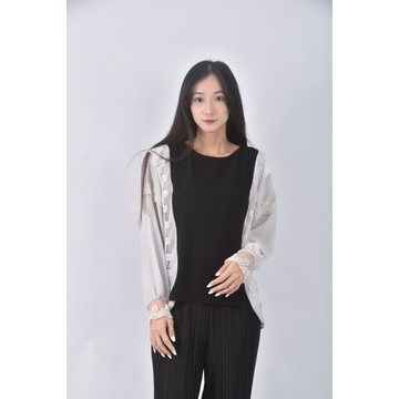 (XL) blue ribbon韓牌質感黑色長袖上衣二手衣