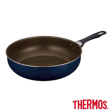 【THERMOS膳魔師】羽量輕手不沾鍋 單柄深煎鍋30cm(KFI-030D-NVY)