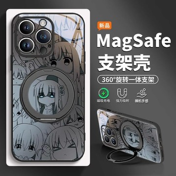 線稿波奇醬手機殼適用於蘋果16Promax孤獨搖滾15卡通14磁吸支點殼