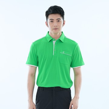 遊遍天下 男款吸濕排汗抗UV機能POLO衫GS1033綠白