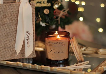 【聖誕禮盒】客製化 聖誕禮物 名字蠟燭 客製名飲品袋