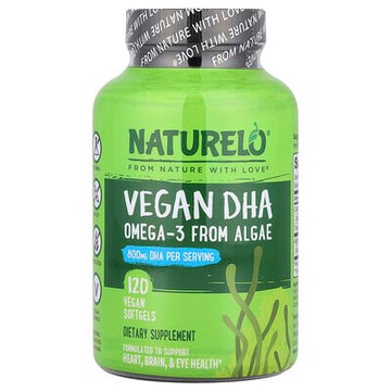 NATURELO, 全素 DHA，海藻 Omega-3，120 粒全素膠囊（每粒軟膠囊 400 毫克）