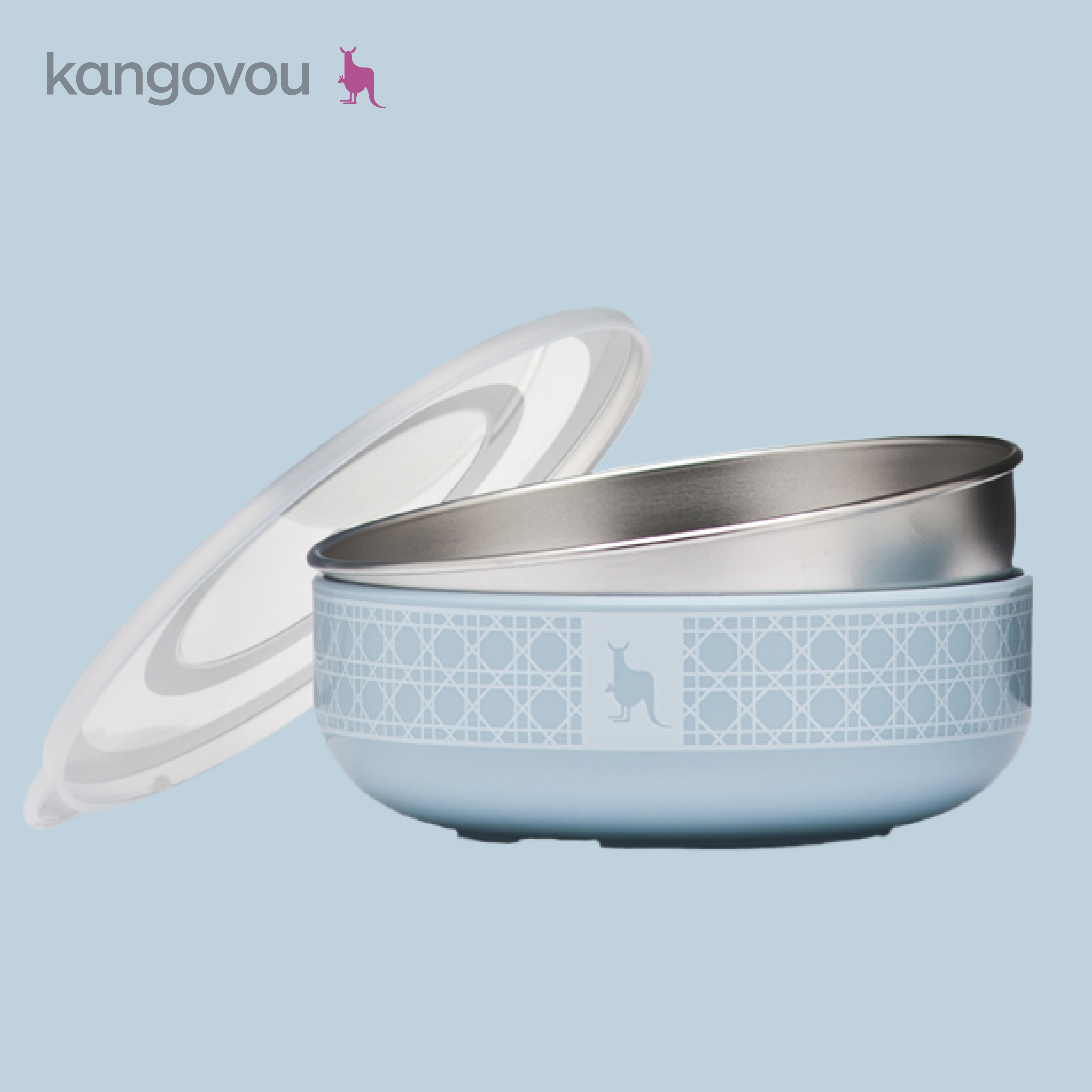 小粥碗【野莓藍】-美國 Kangovou小袋鼠不鏽鋼安全餐具