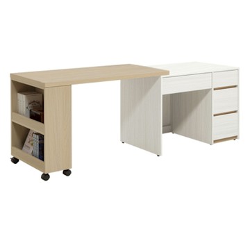 文創集 亞畢克4尺四抽可變化書桌組合(書桌面板可伸縮&櫃身可變化使用)-120-200x60x75cm免組