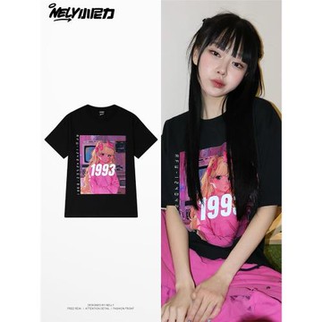 NELY小尼力美少女純棉短袖t恤男女夏季2026寬松休閑半袖上衣ins潮