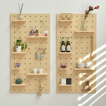 洞洞板 落地置物架 掛鉤板 洞洞板客製實木北歐收納墻上置物架木質壁掛客廳臥室廚房裝飾隔板