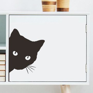 【MR.ZAKKA】創意萬用裝飾貼紙-動物主題 可愛黑色探頭小貓 居家布置 DIY可移式壁貼 無痕壁貼 牆貼