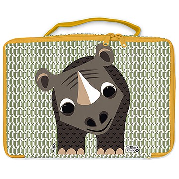 coqenpate 方方兒拎出門 綠底橘色點綴 附提把 防水材質書包  24 x 16cm  犀牛