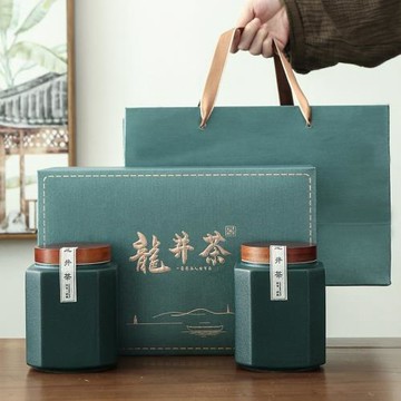 新款春茶明前龍井茶葉禮盒空盒高檔瓷罐半斤綠茶包裝盒空禮盒通用