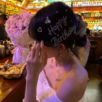 💫臺灣直出💫HappyBirthday水鑽貼紙閃耀生日髮飾點綴派對時刻立體diy頭髮裝飾