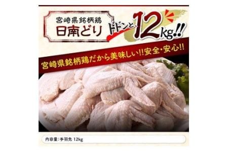 宮崎県産若鶏 手羽先 12kg 肉 鶏 鶏肉