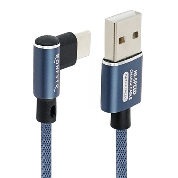 RONEVER TYPE-C L型鋁合金編織充電線  1.2m  藍色  1條