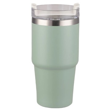 TYESO 304不鏽鋼汽車杯保溫冰霸杯  900ml  綠色  雙飲杯蓋設計  自帶提把  1個