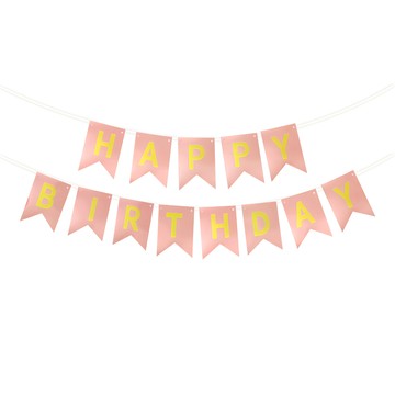 橫幅生日燕尾旗  1套  玫瑰金