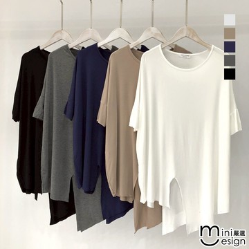 【Mini嚴選】舒適開衩不規則短上衣 五色 不規則上衣 均碼