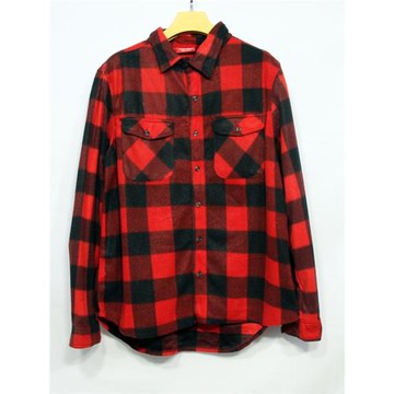 外貿歐美男士秋冬休閑大碼外套磨毛復古格子長袖襯衫加絨襯衣剪標