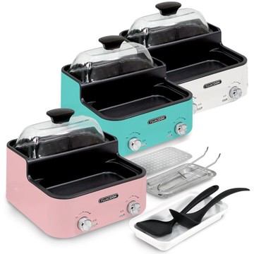 【FUJACOOK 富甲酷客】萬用即食鍋/多功能美食鍋 FJAT-1- 全配豪華組(霧雪白/晴空藍/櫻花粉)