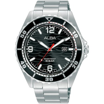 ALBA 雅柏 Active 浪潮 運動風腕錶 42MM 黑 (AG8N49X1／VJ32-X339D)