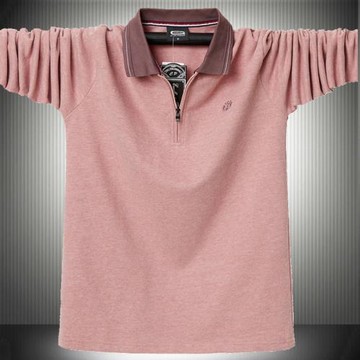 秋裝特大碼半拉鏈領長袖T恤收口袖男裝肥佬有領POLO衫工作服外套