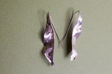 蝶葉 純銀手工耳環 可改夾