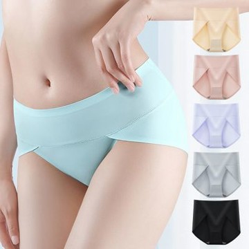 【Mevels瑪薇絲】6件組 高衩涼感冰絲無痕中高腰內褲/無痕內褲/女內褲(L-XXL)