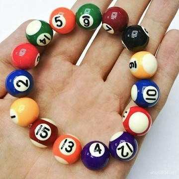 【全店免運 新北發貨】網紅多巴胺臺球手串情侶桌球穿繩珠子成品配件中八九球飾品男女款新款 ins 情侶手鏈 手環  可調節