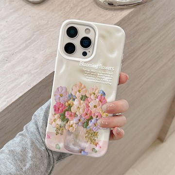 簡約花束 適用iPhone17 16 15Plus 14 13 12 蘋果手機保護殼 個性隕石紋 大孔護機防摔軟殼