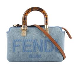 FENDI By The Way 牛仔布迷你二用波士頓包(單寧藍) 8BS067 AJR2 F1LB6