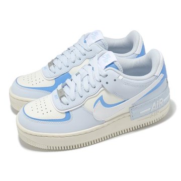Nike 休閒鞋 Wmns AF1 Shadow 女鞋 藍 拼接 微厚底 Air Force DZ1847-400