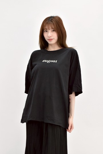 (2XL) xuan xuan質感中性寬鬆字母印花黑色短袖上衣