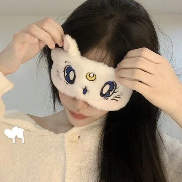 遮光眼罩🎀 學生韓版可愛毛絨眼罩女睡眠遮光緩解眼疲勞卡通少女護眼